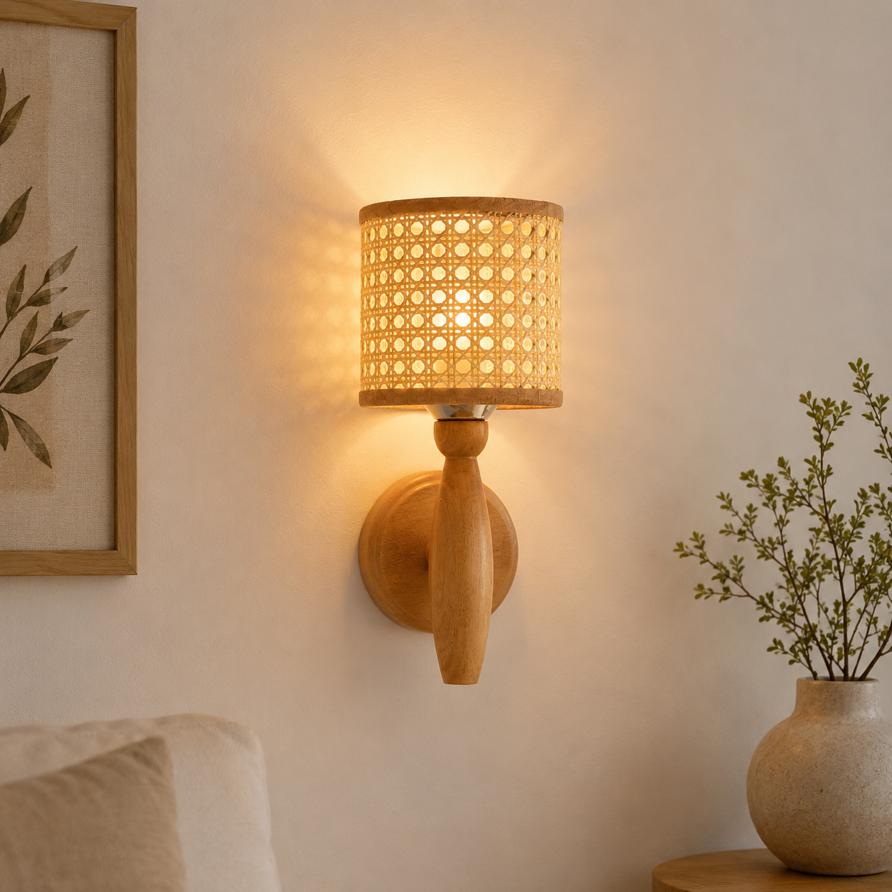 Rattan Boho Wall Lamp -VL-TBS-472442 - Image 2