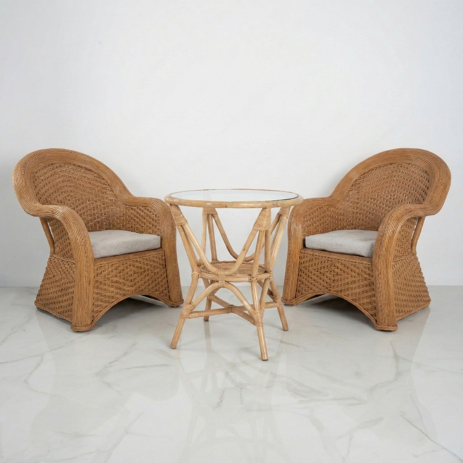 Earth Seater Wicker Outdoor Set (2 Armchairs + Table)