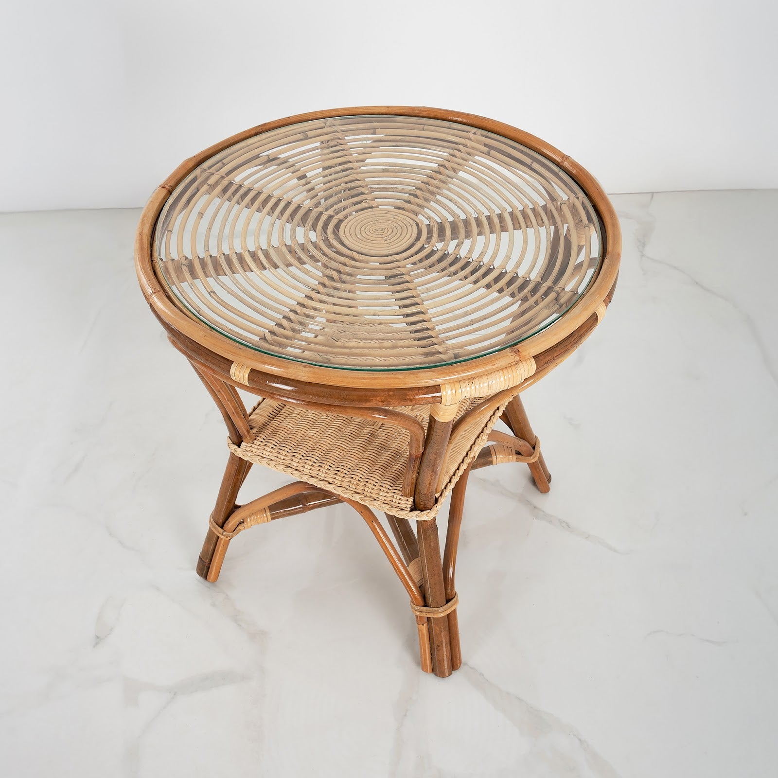 Trunk Handwoven Bamboo Coffee Table with Glass Top - Image 2