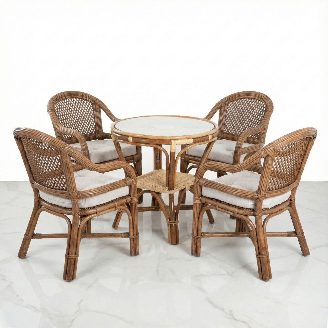 Bohemia Outdoor Wicker Seating Set (4 Armchairs + Table)