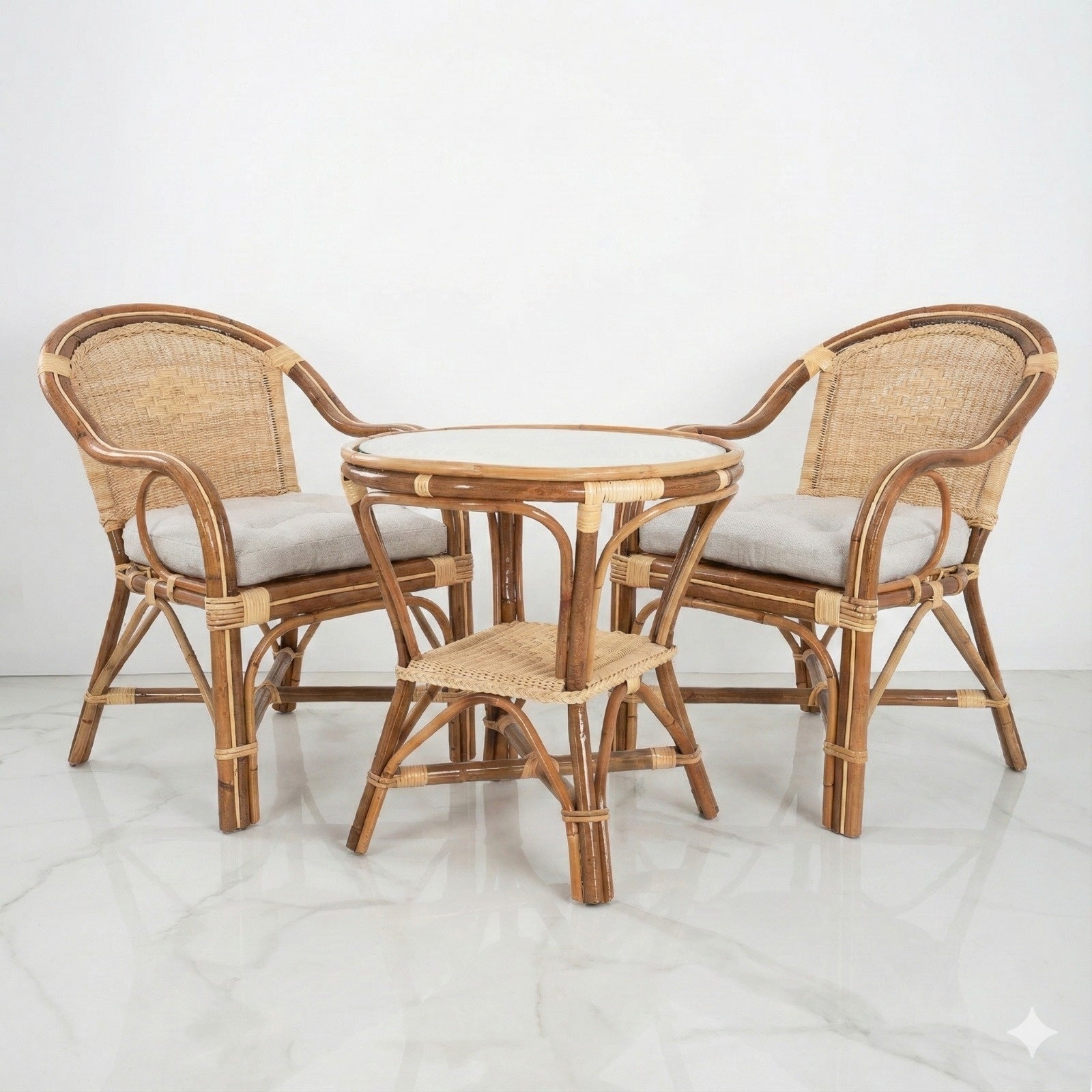 Cocoon Wicker Outdoor Seating Set (2 Armchairs + Table)