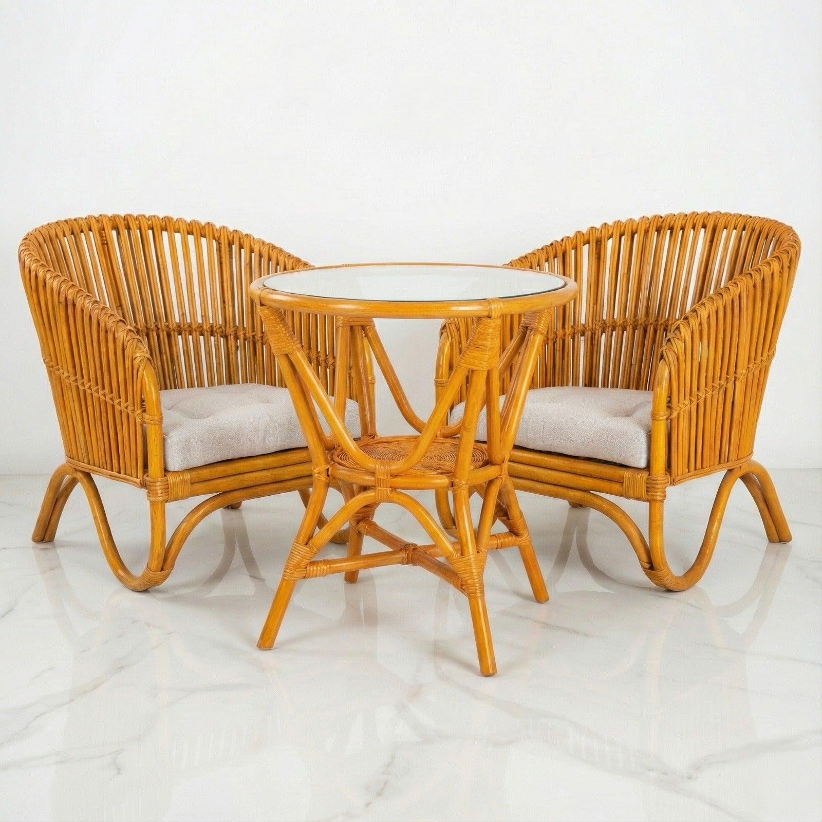 Sun Down Compact Outdoor Bamboo Set (2 Armchairs + Table)