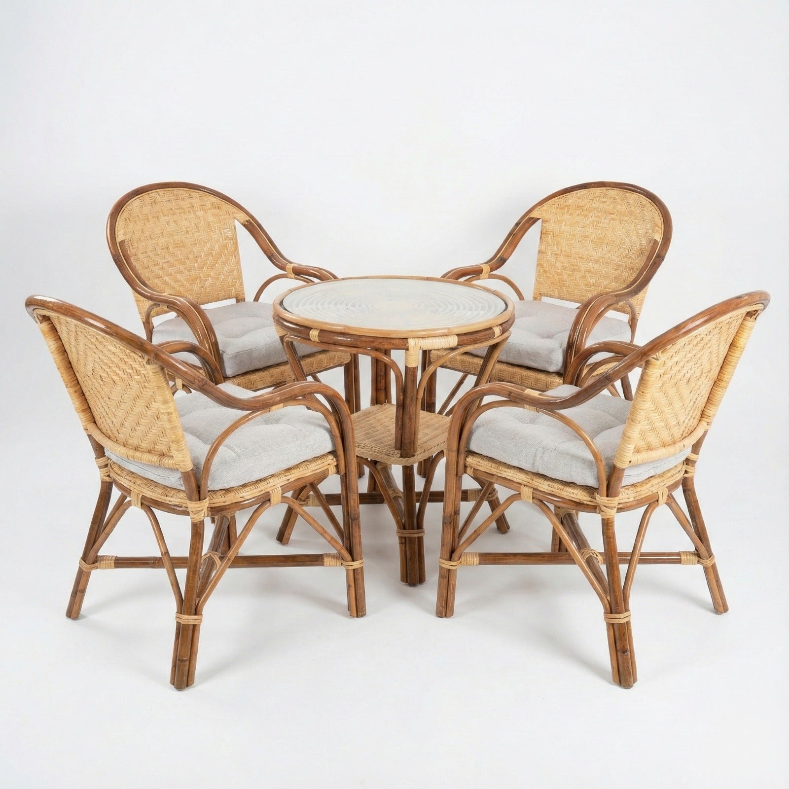 Passion Classic Bamboo Seating Set (4 Armchairs + Table)