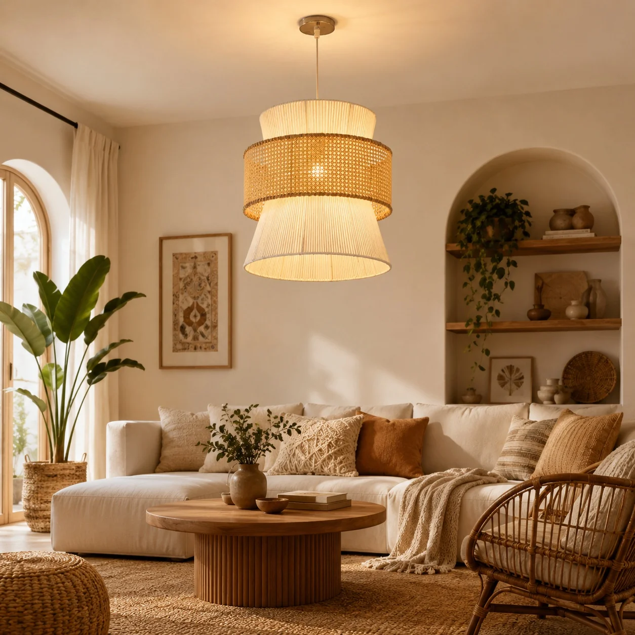 Rattan Boho Ceiling Lamp -VL-TBS-2332300 - Image 2