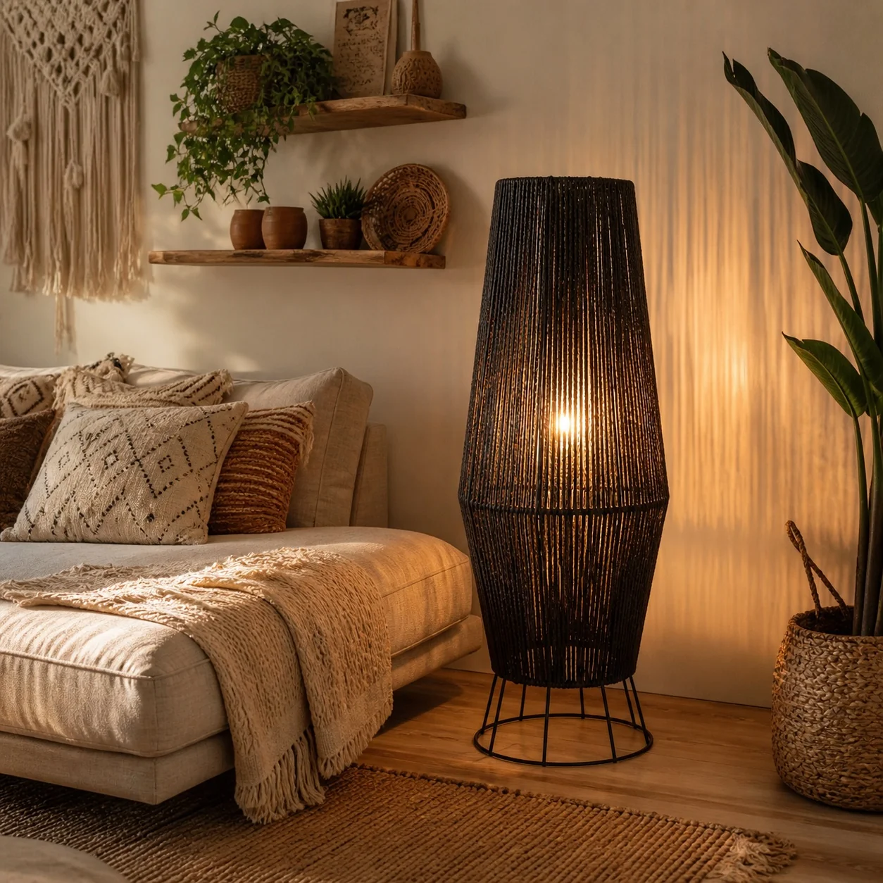 Makrami Boho Floor Lamp -VL-TBS-2172140 - Image 2