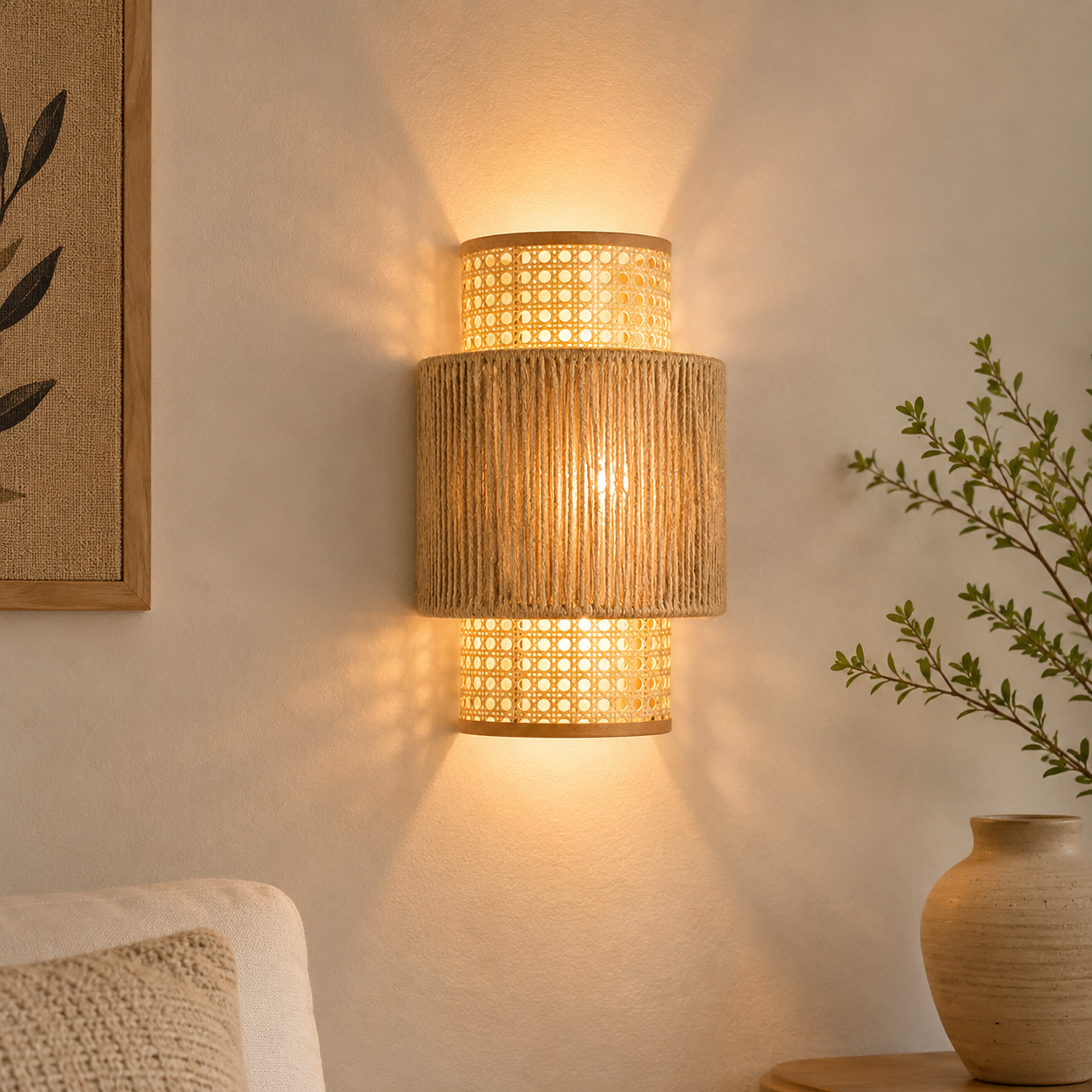 Rattan Boho Wall Lamp -VL-TBS-471441 - Image 2