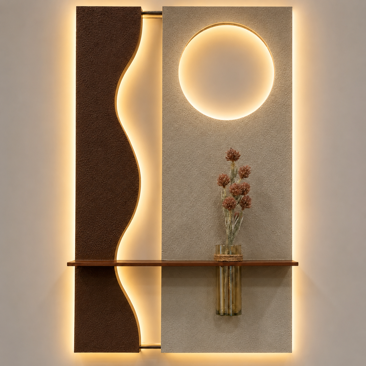 Modern Wall Decor Panel with Glass Tube Vase - Image 2