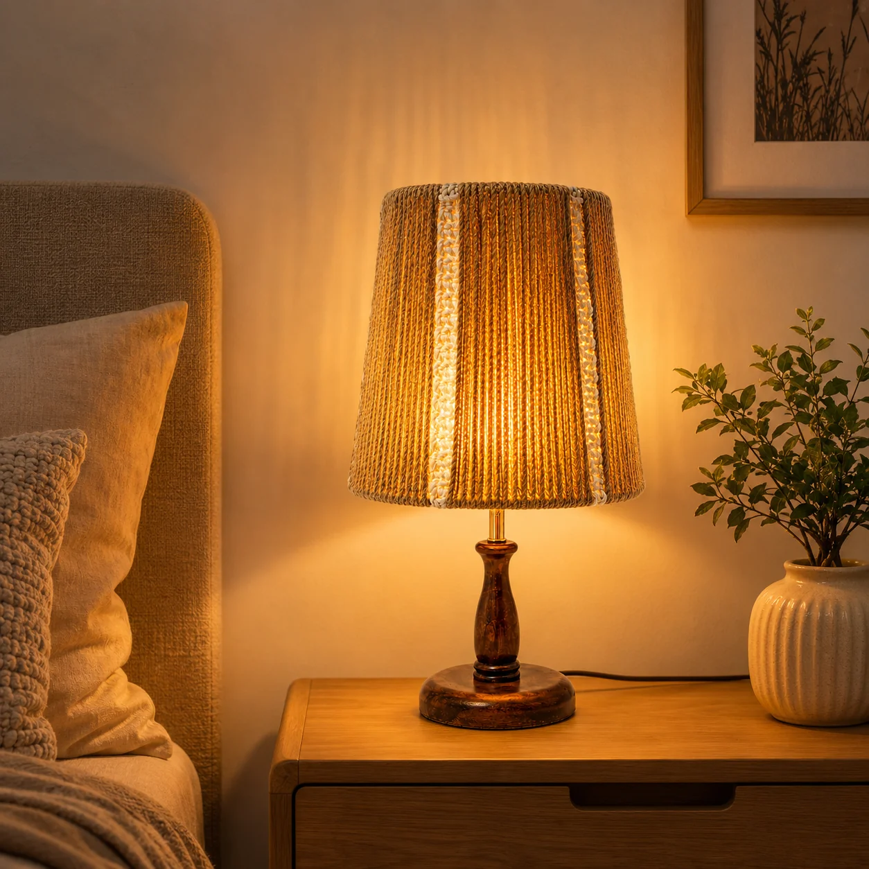 Burlap Boho Table Lamp -VL-TBS-896866 - Image 2