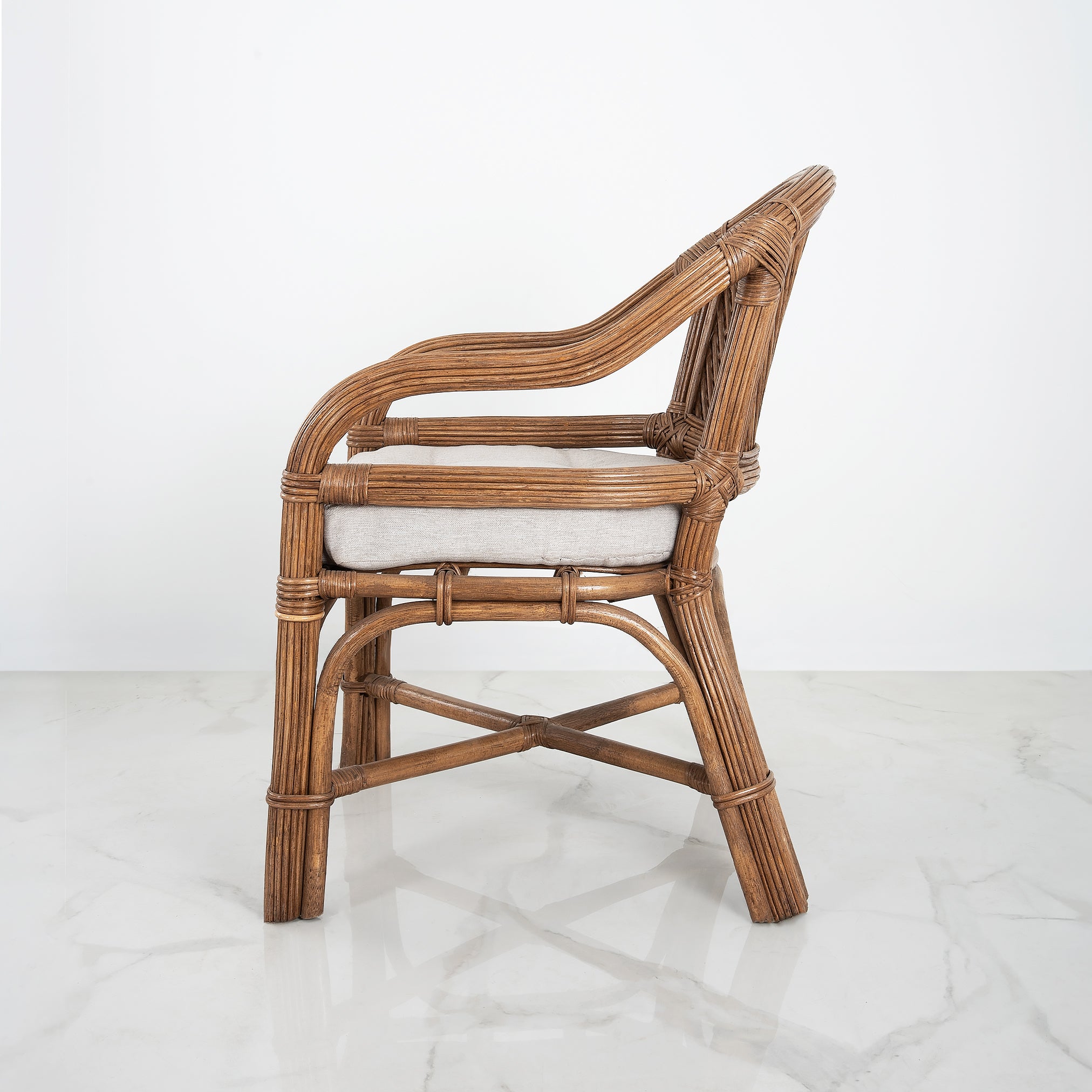 Cotton Note Outdoor Bamboo Armchair with Cushion - Image 2