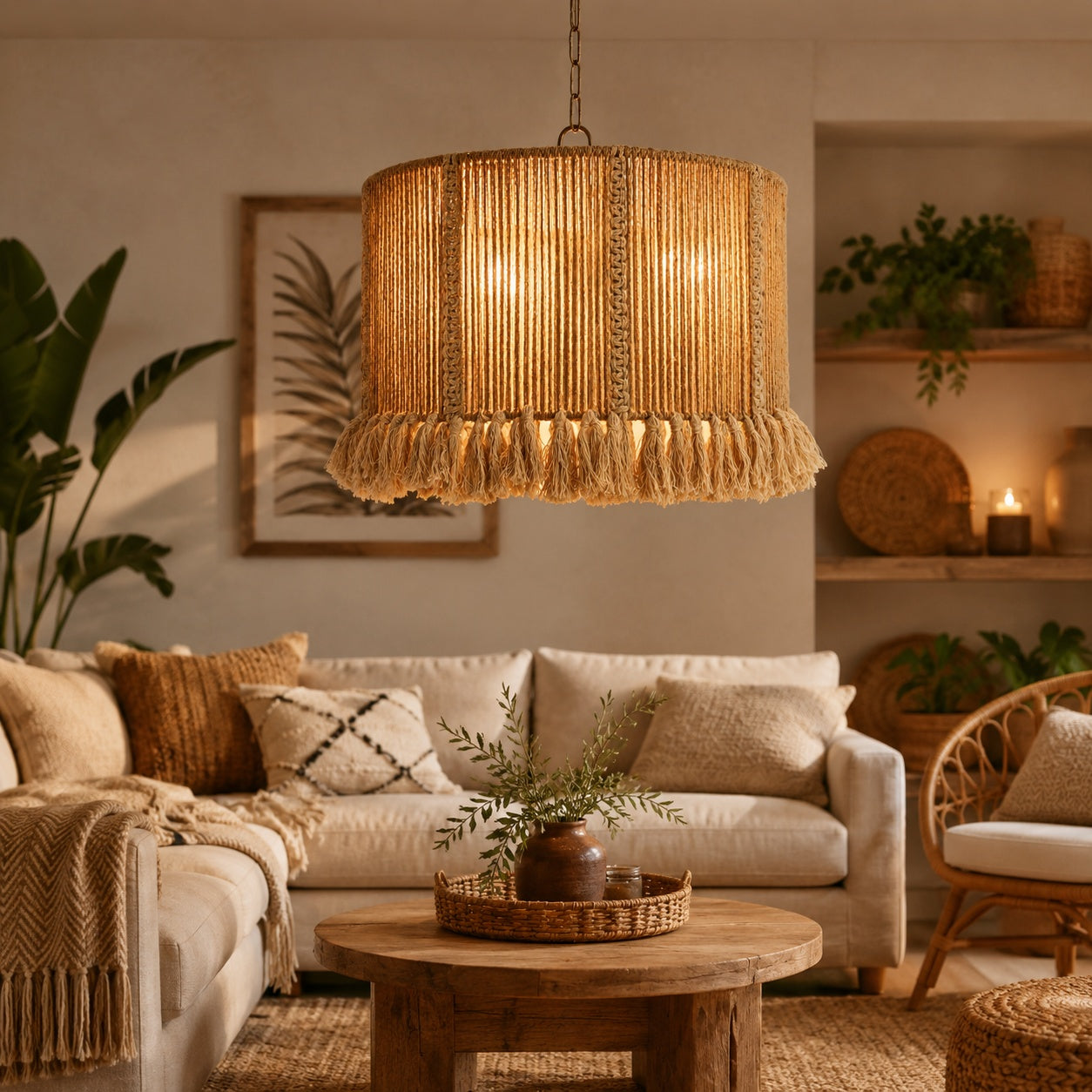 Burlap Boho Ceiling Lamp -VL-TBS-2359327 - Image 2