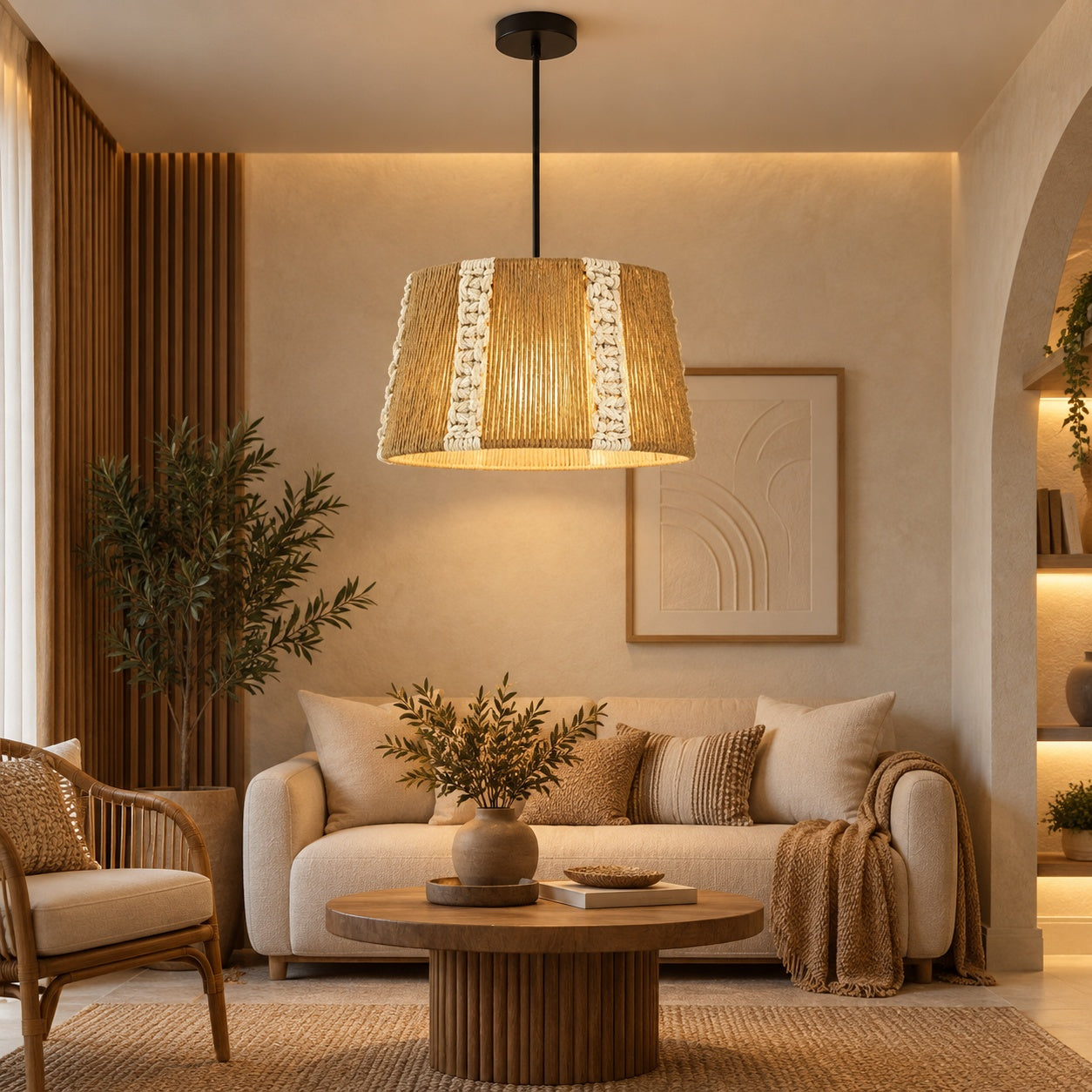 Burlap Boho Ceiling Lamp -VL-TBS-154124 - Image 2