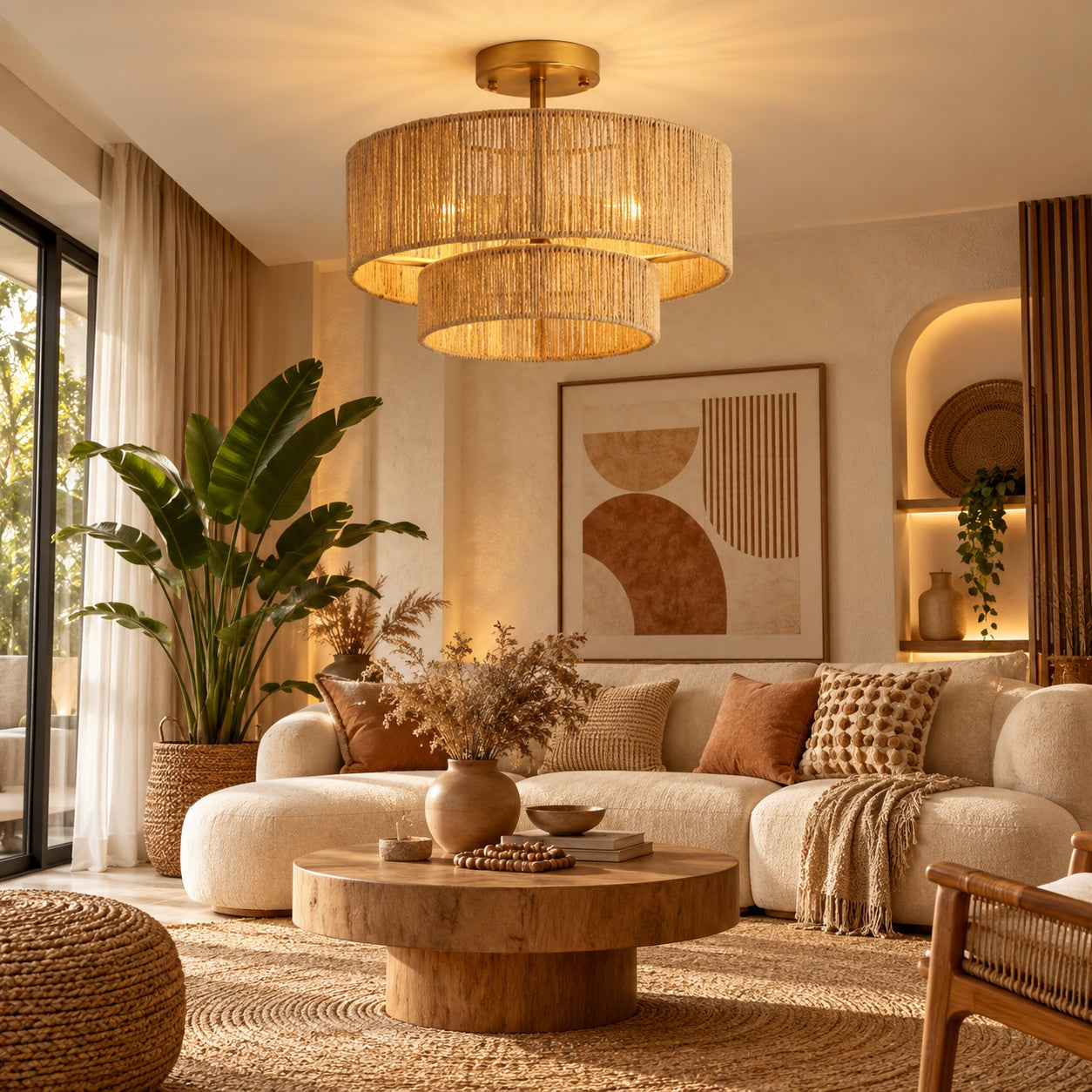Burlap Boho Ceiling Lamp -VL-TBS-158128 - Image 2