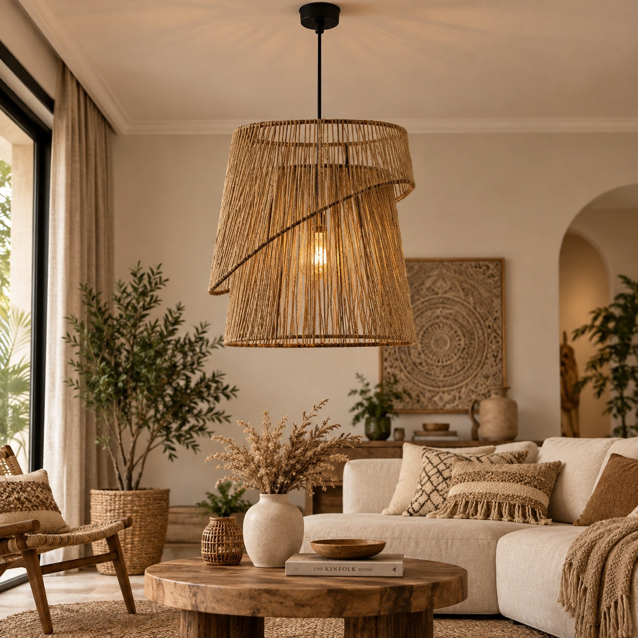 Burlap Boho Ceiling Lamp -VL-TBS-166136 - Image 2