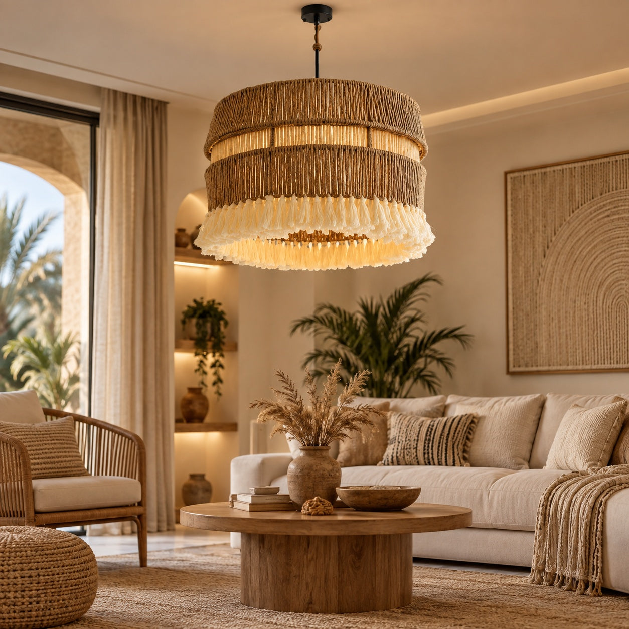 Burlap Boho Ceiling Lamp -VL-TBS-173143 - Image 2