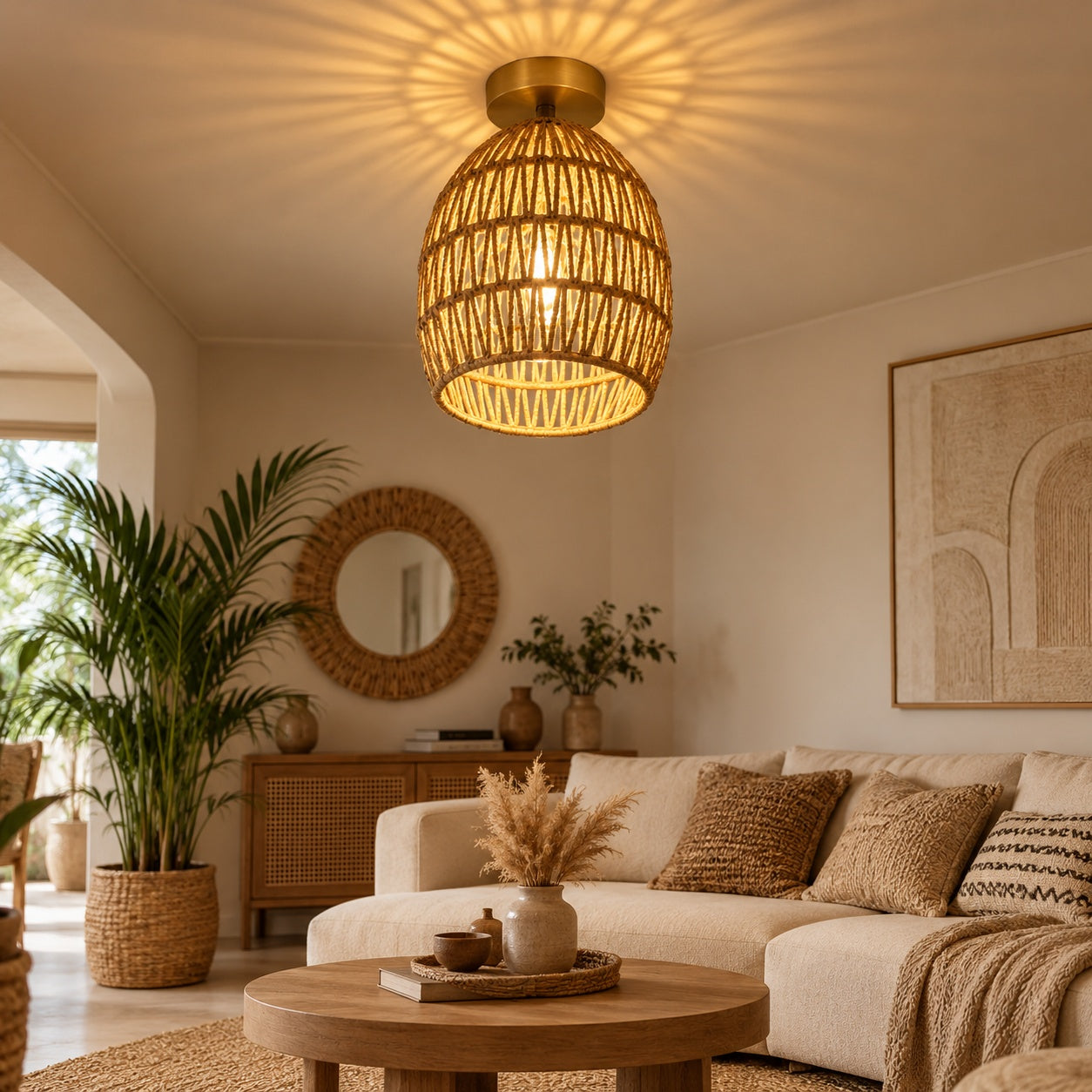 Burlap Boho Ceiling Lamp -VL-TBS-180150 - Image 2