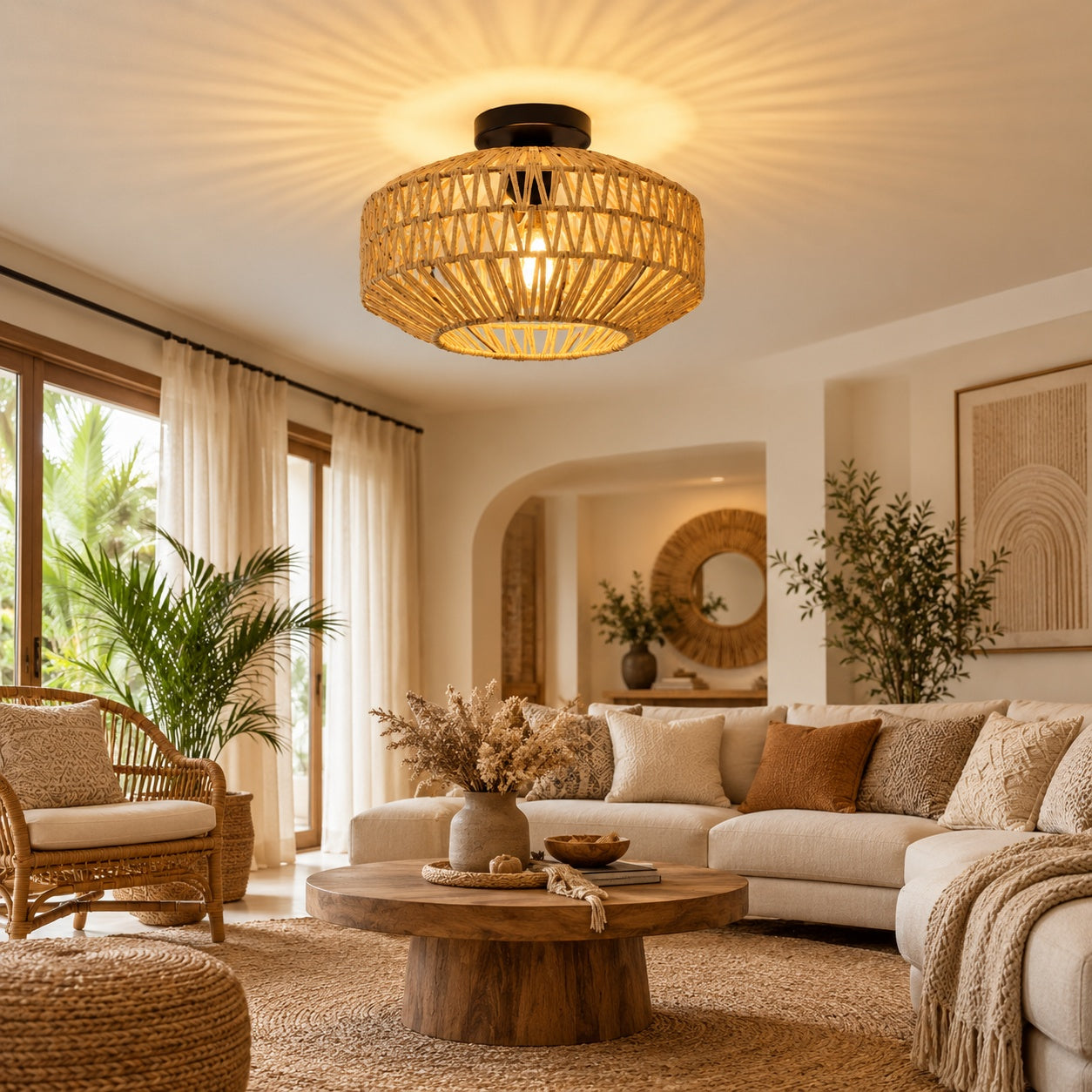 Burlap Boho Ceiling Lamp -VL-TBS-179149 - Image 2