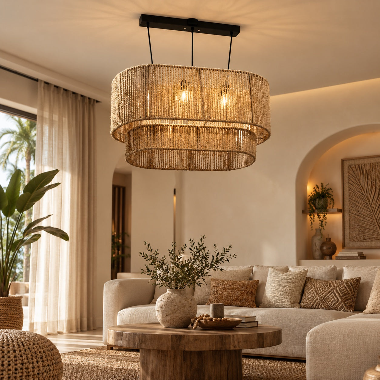 Burlap Boho Ceiling Lamp -VL-TBS-185155 - Image 2