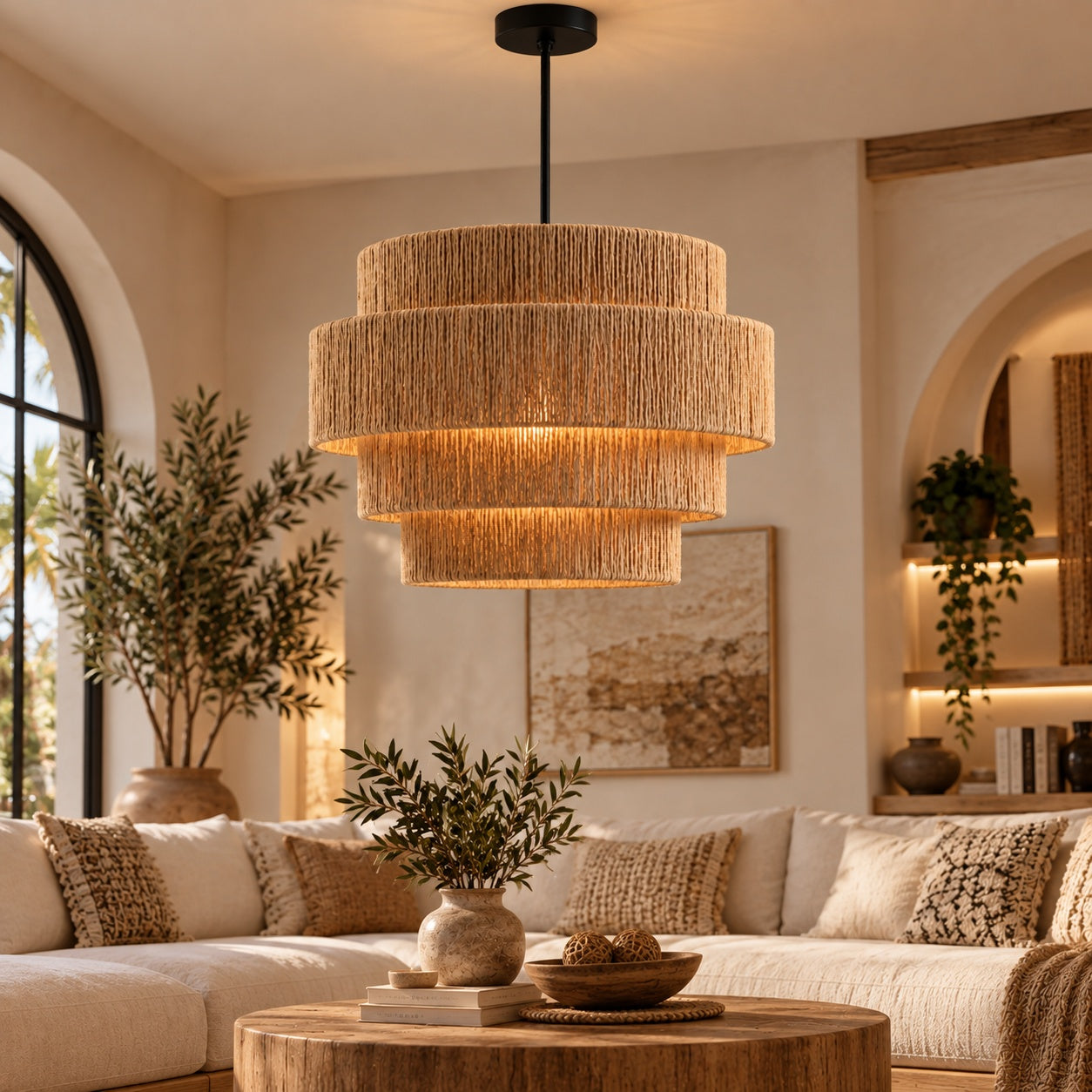 Burlap Boho Ceiling Lamp -VL-TBS-156126 - Image 2