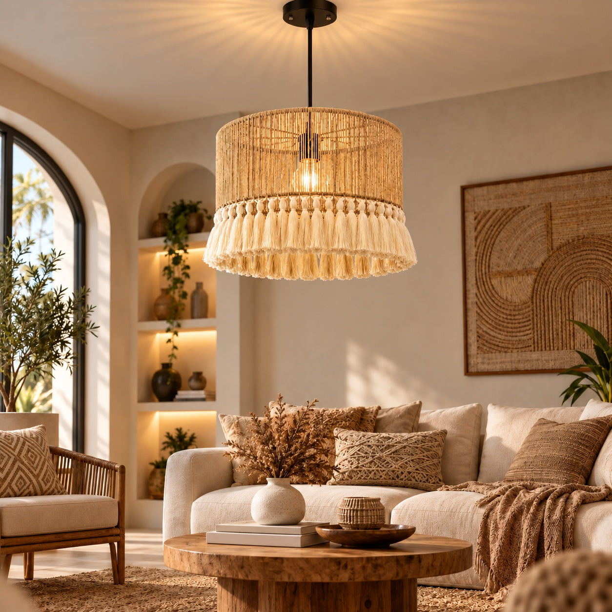 Burlap Boho Ceiling Lamp -VL-TBS-151121 - Image 2