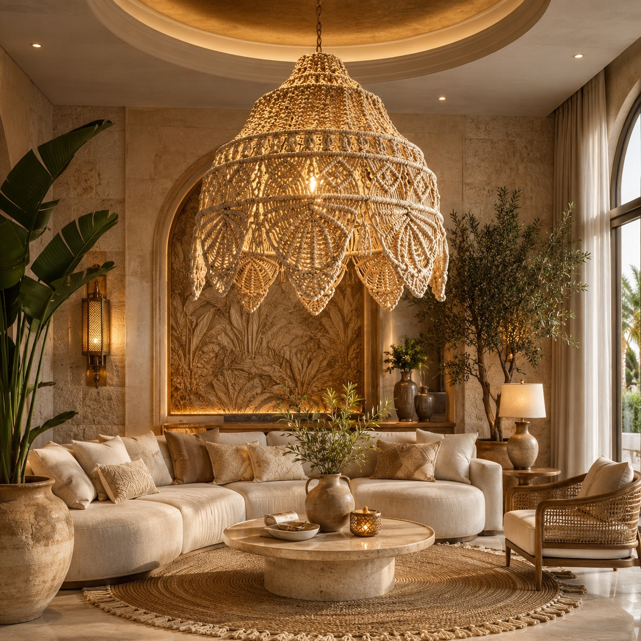 Makrami Boho Ceiling Lamp -VL-TBS-434404
