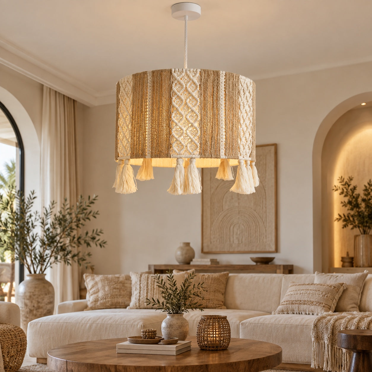 Makrami Boho Ceiling Lamp -VL-TBS-153123 - Image 2