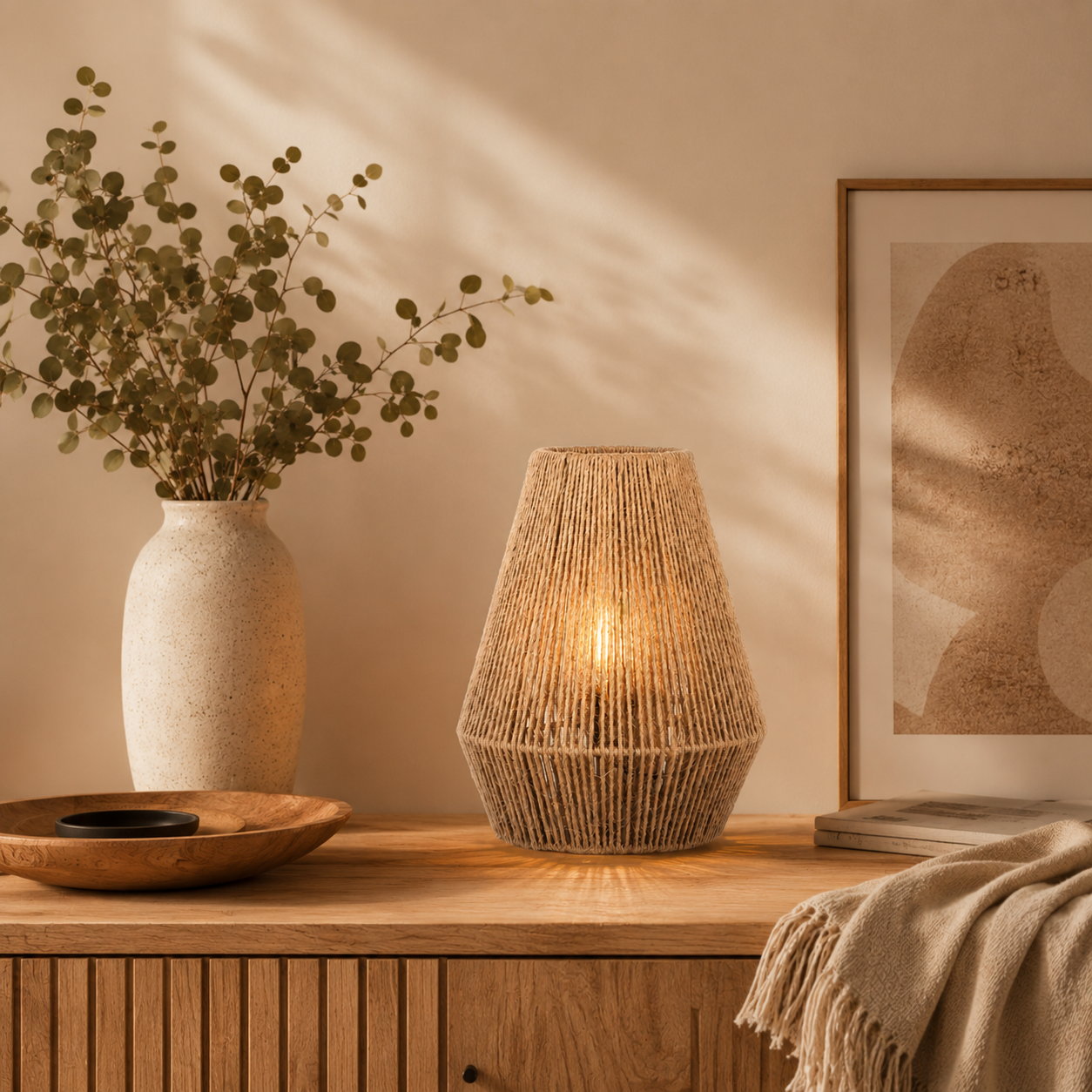 Burlap Boho Table Lamp -VL-TBS-893863 - Image 2