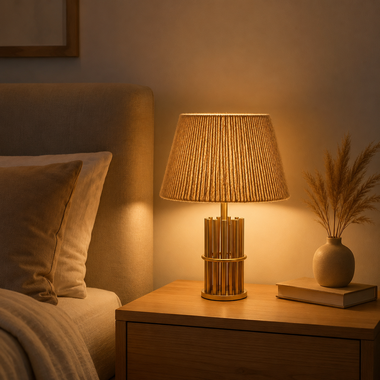 Burlap Boho Table Lamp -VL-TBS-900870 - Image 2