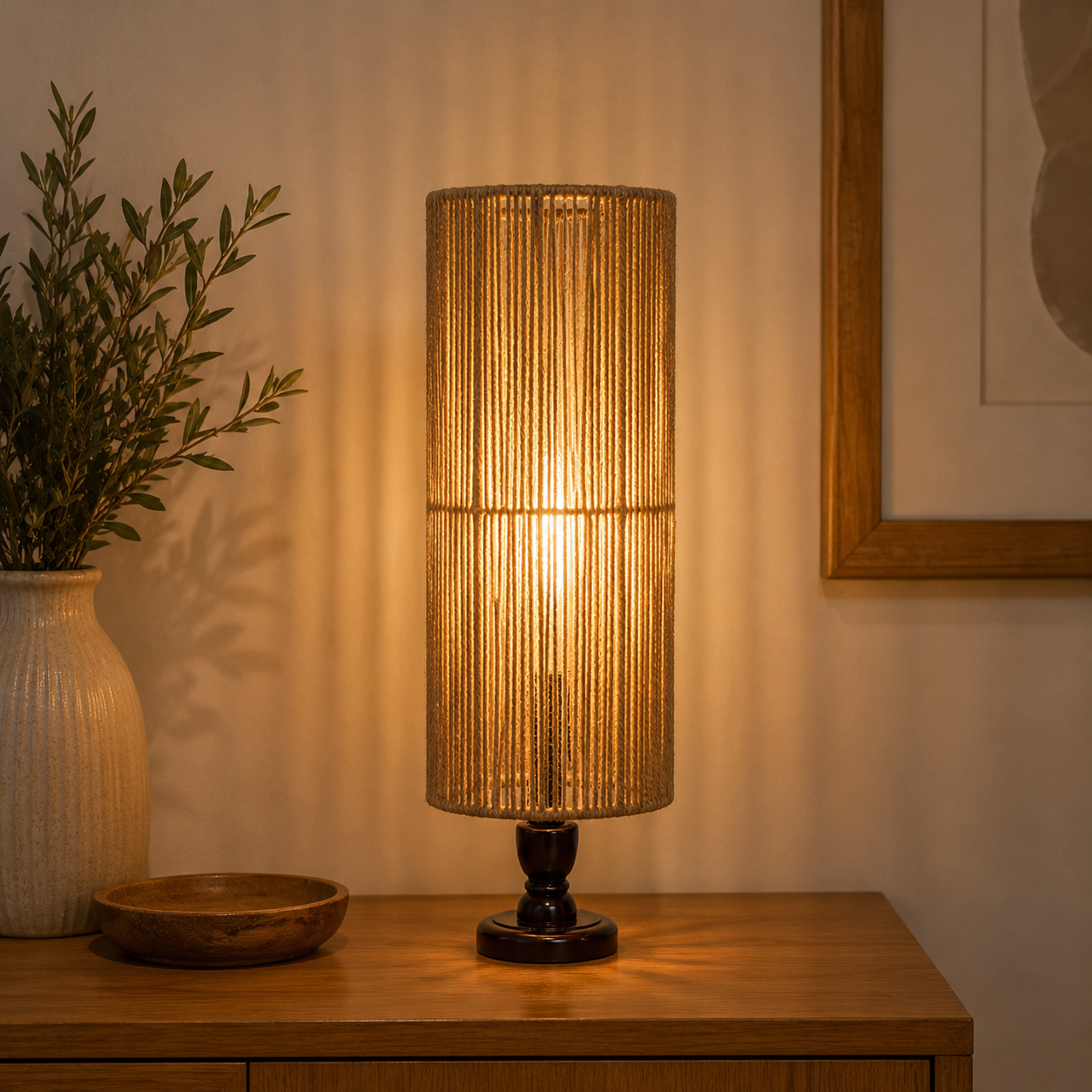 Burlap Boho Table Lamp -VL-TBS-2110078 - Image 2