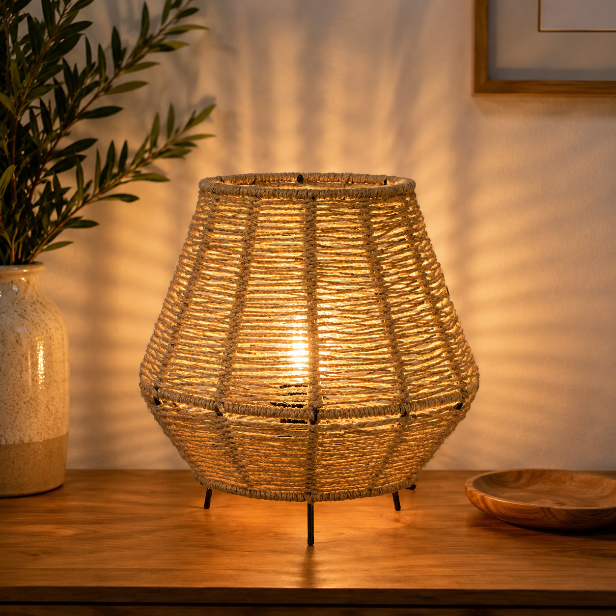 Burlap Boho Table Lamp -VL-TBS-2111079 - Image 2
