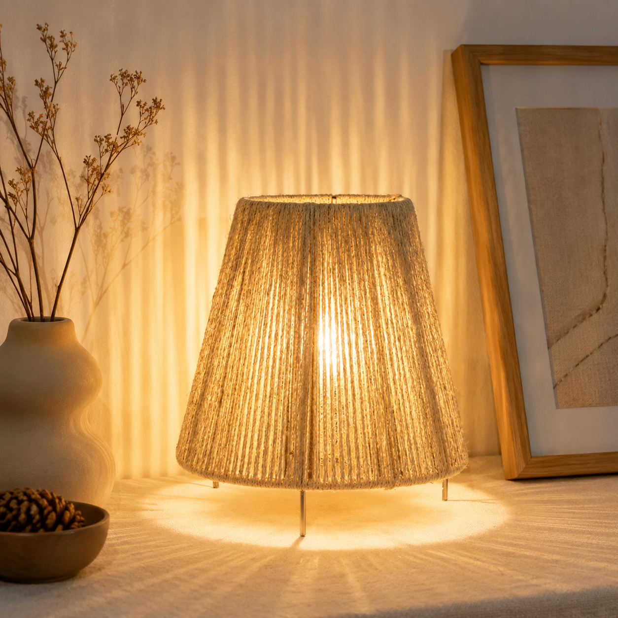 Burlap Boho Table Lamp -VL-TBS-2112080 - Image 2