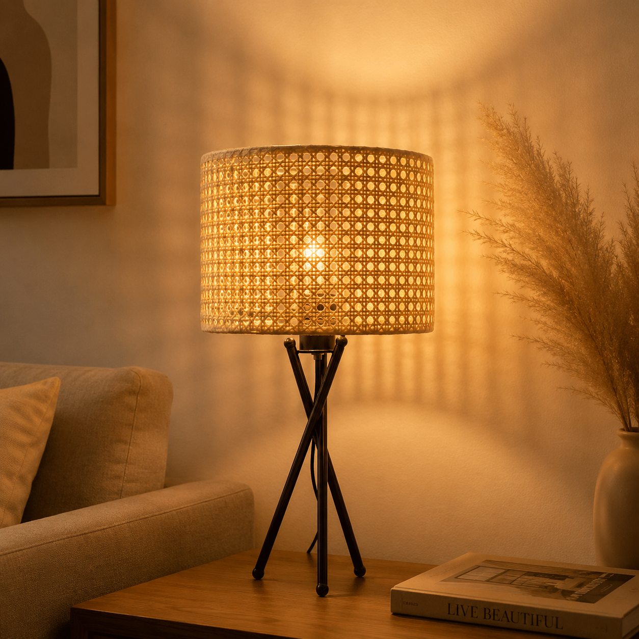 Rattan Boho Table Lamp -VL-TBS-855825 - Image 2