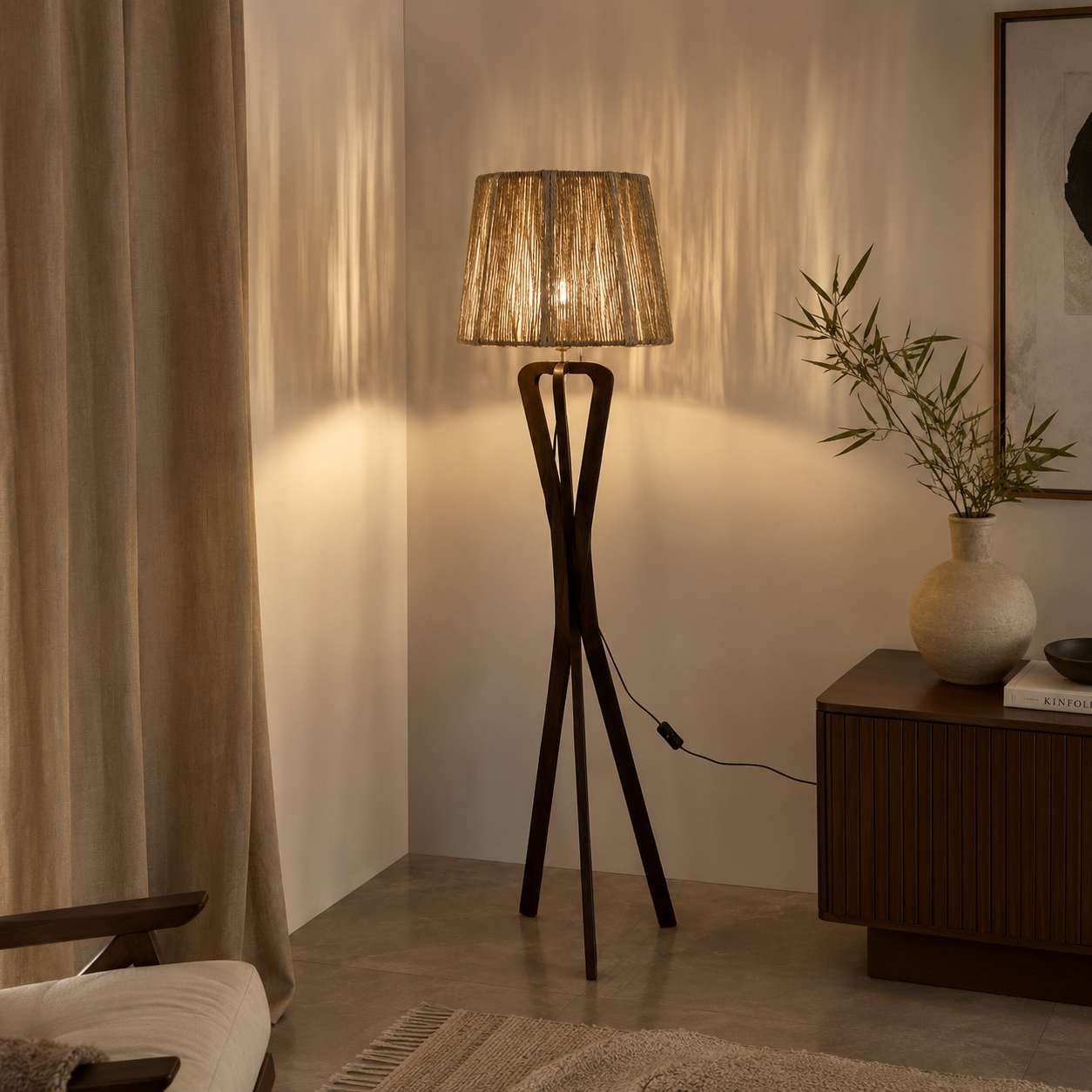 Burlap Boho Floor Lamp -VL-TBS-1095064 - Image 2