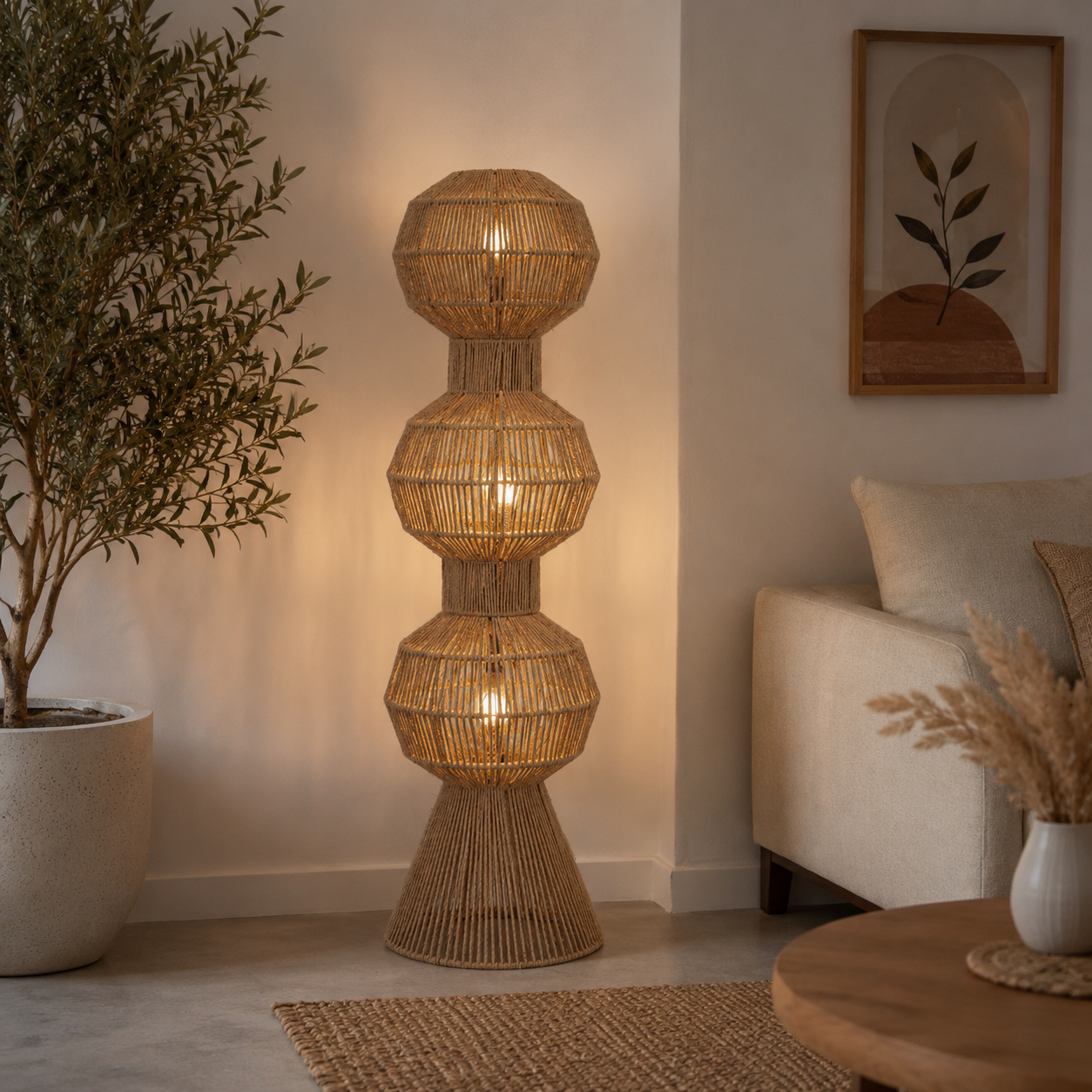 Burlap Boho Floor Lamp -VL-TBS-1082051 - Image 2
