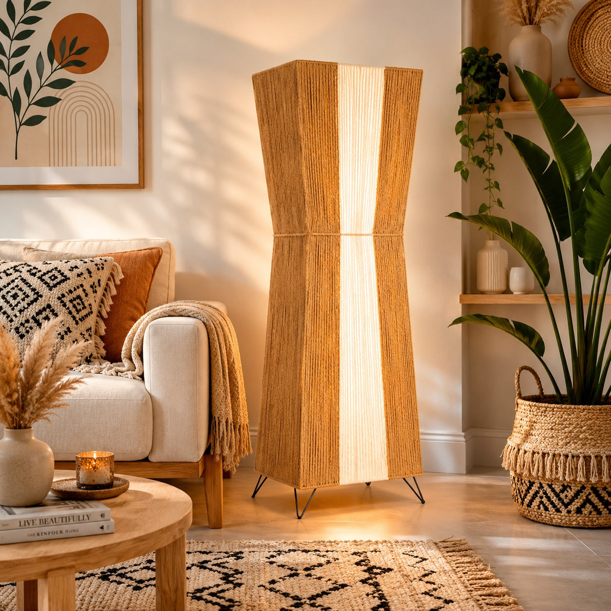 Burlap Boho Floor Lamp -VL-TBS-440410 - Image 2