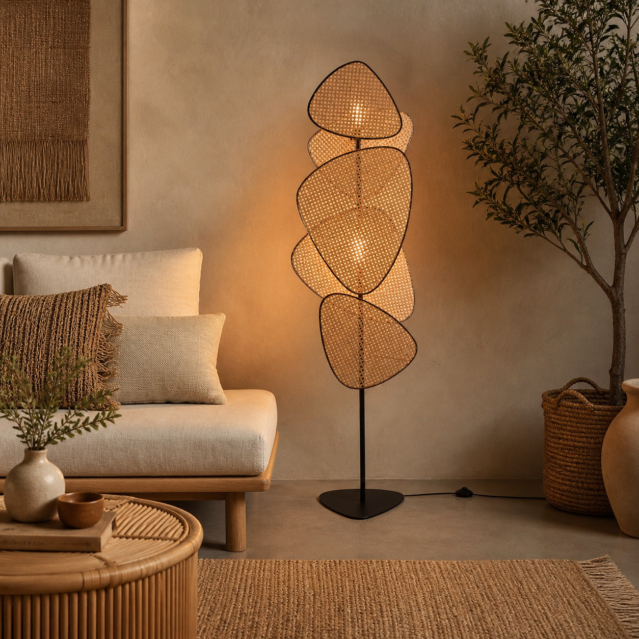 Rattan Boho Floor Lamp -VL-TBS-1070039 - Image 2