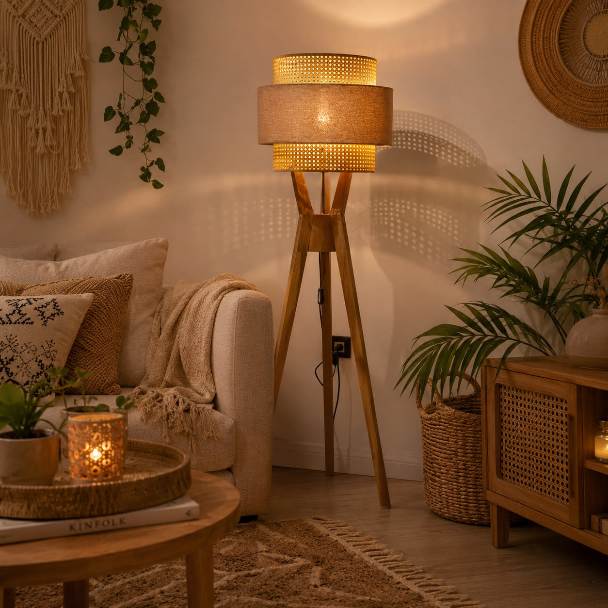 Rattan Boho Floor Lamp -VL-TBS-1068037 - Image 2