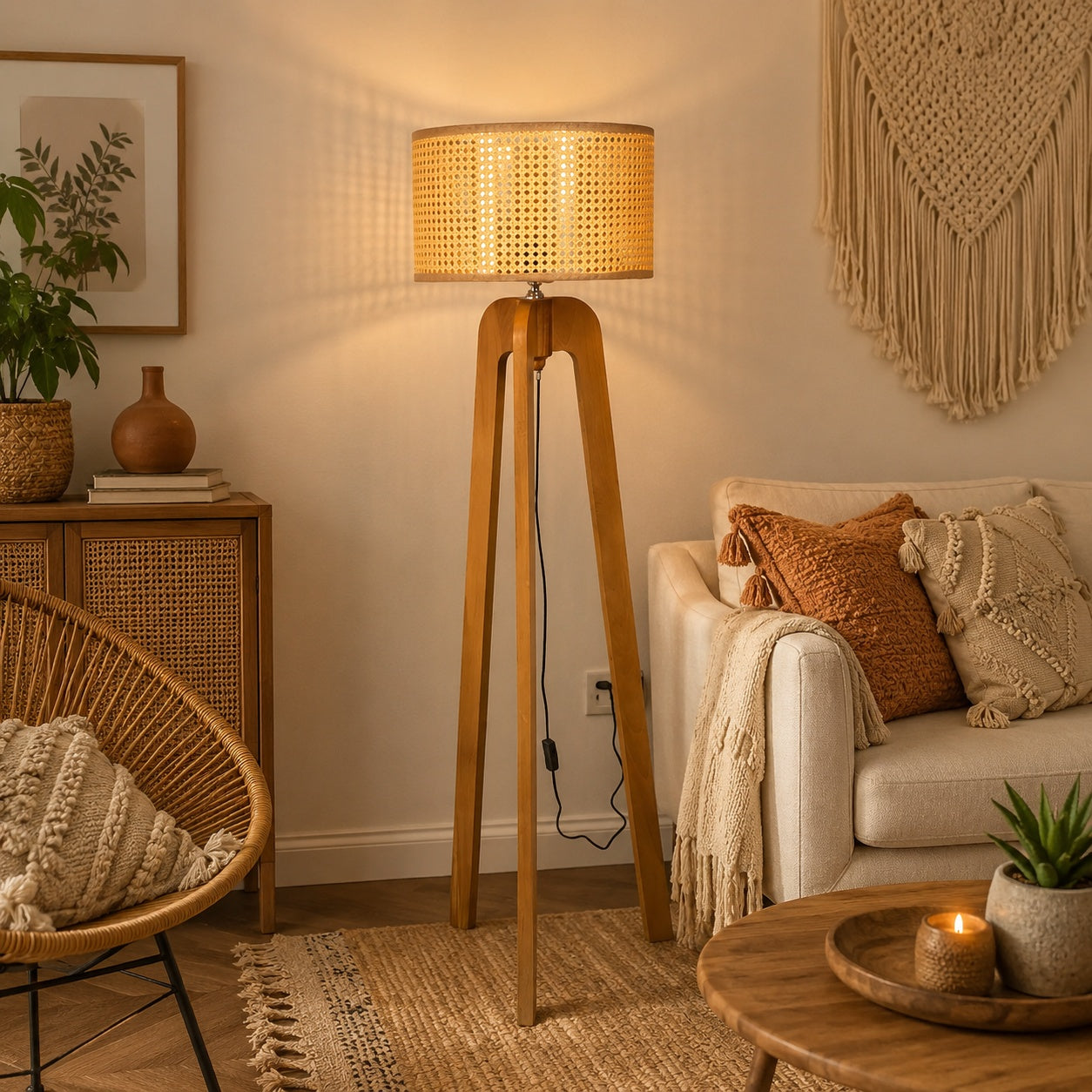 Rattan Boho Floor Lamp -VL-TBS-1067036 - Image 2