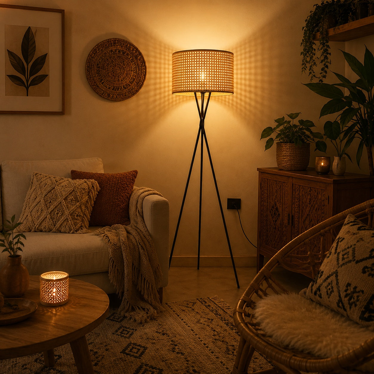 Rattan Boho Floor Lamp -VL-TBS-1061030 - Image 2