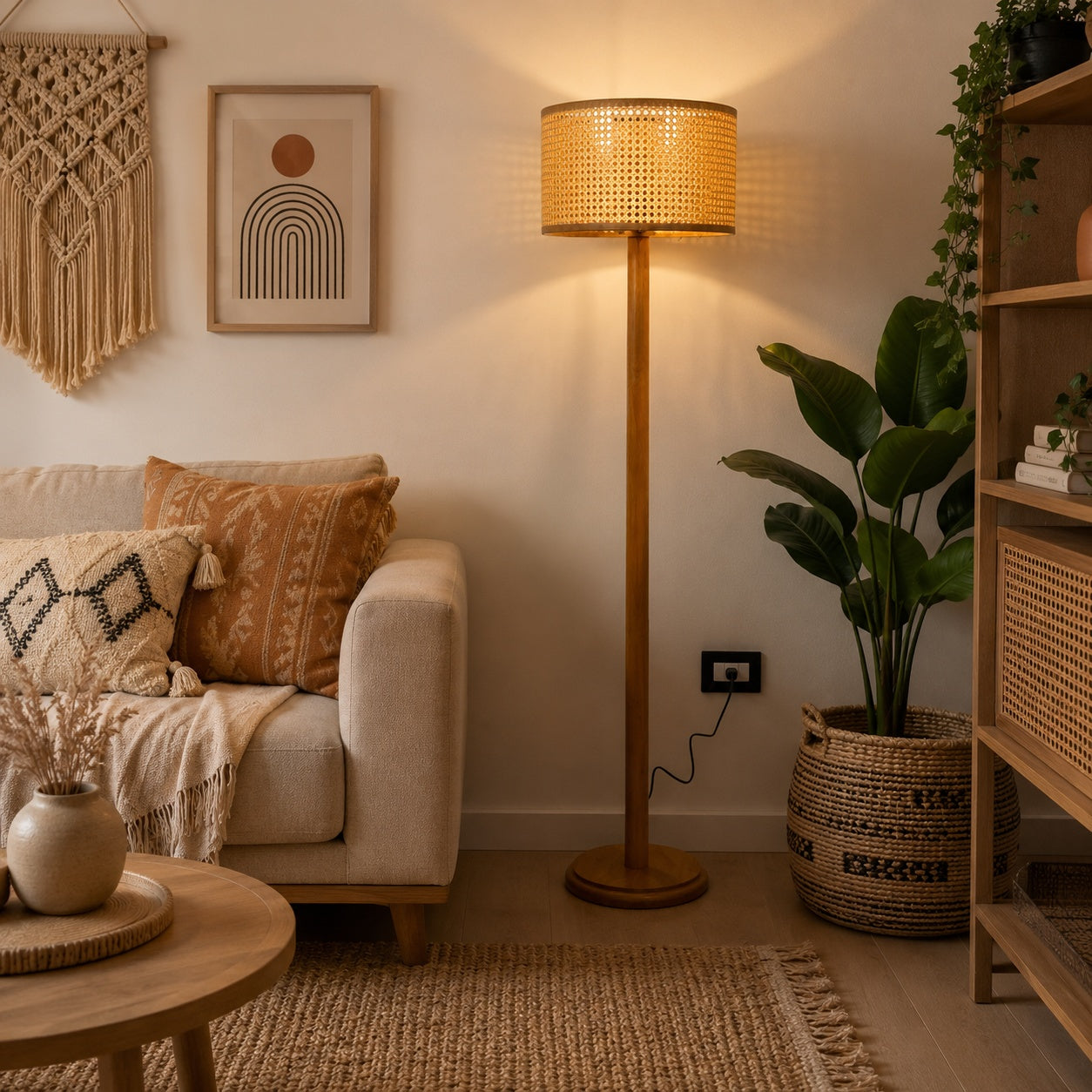 Rattan Boho Floor Lamp -VL-TBS-410380 - Image 2