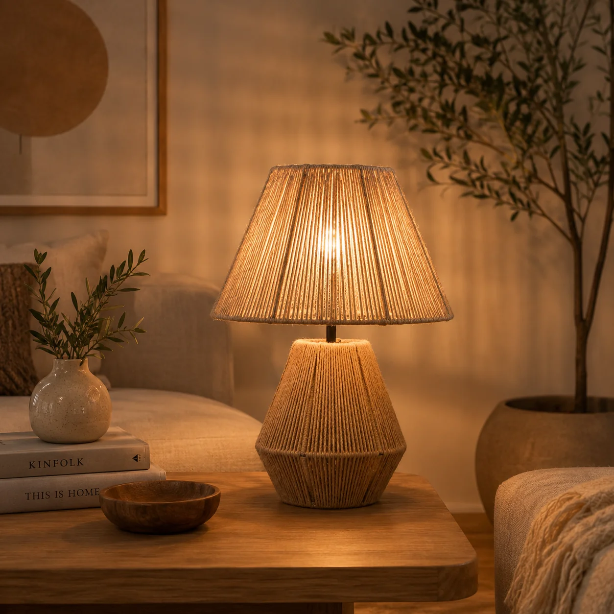 Burlap Boho Table Lamp -VL-TBS-889859 - Image 2