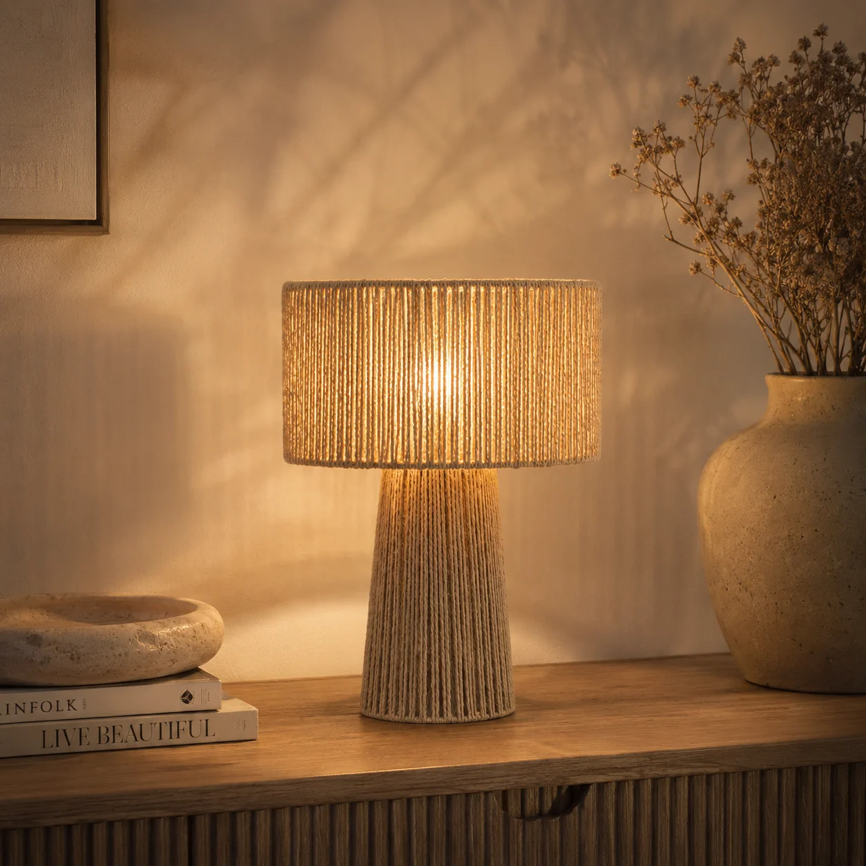 Burlap Boho Table Lamp -VL-TBS-888858 - Image 2