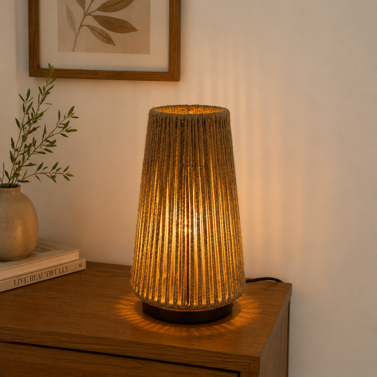 Burlap Boho Table Lamp -VL-TBS-2113081 - Image 2
