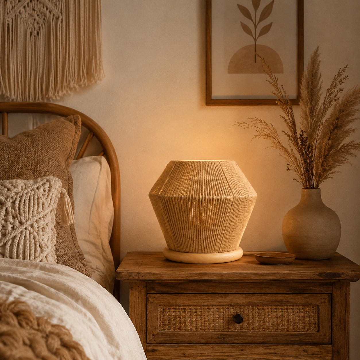 Burlap Boho Table Lamp -VL-TBS-436406 - Image 2