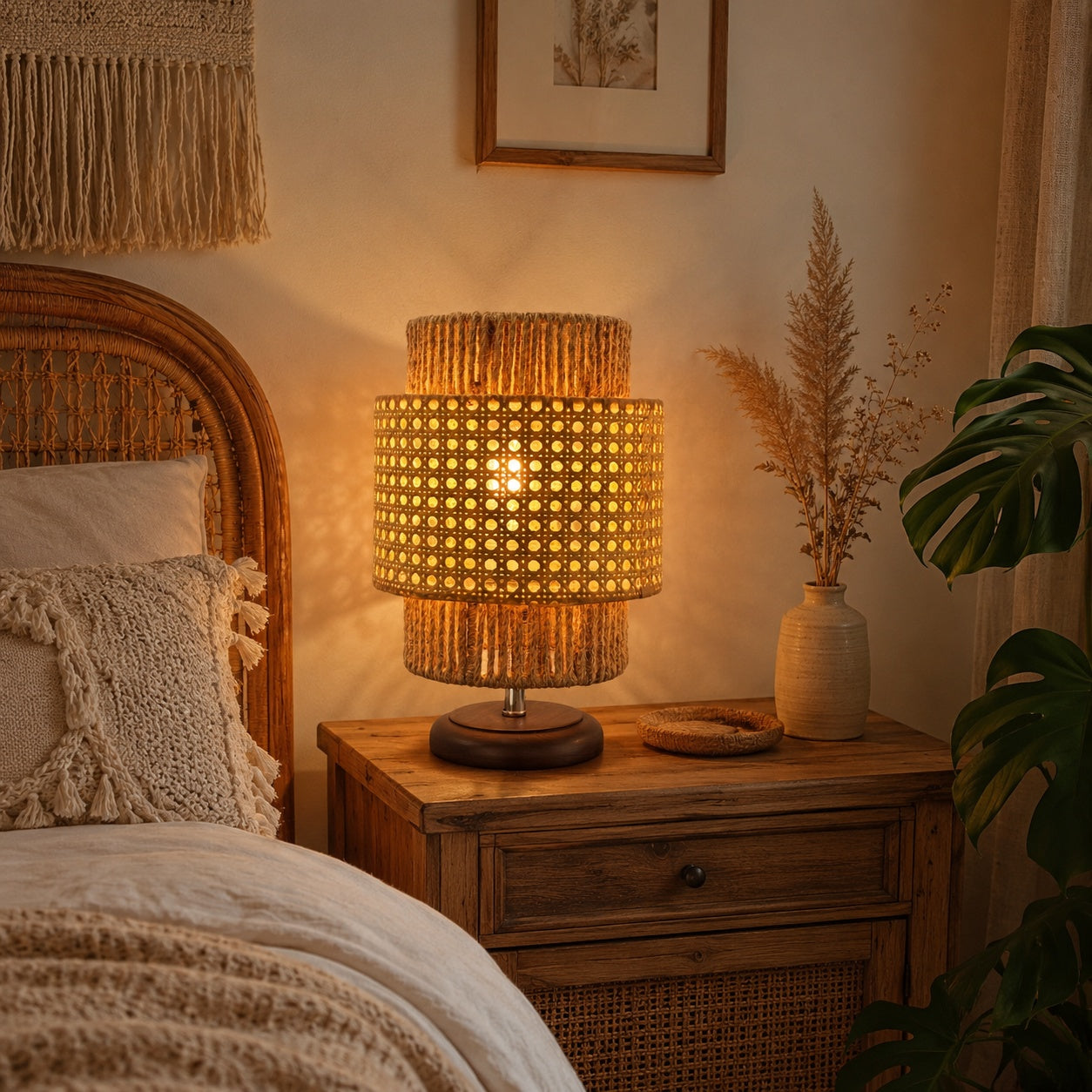 Rattan Boho Table Lamp -VL-TBS-2089057 - Image 2