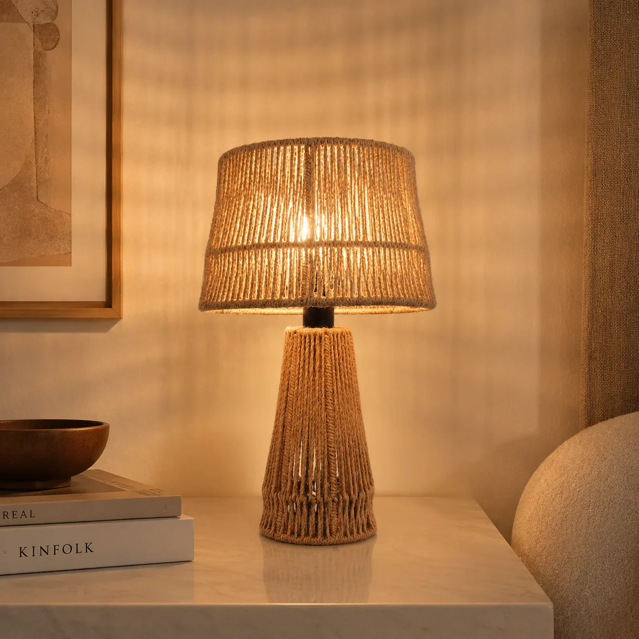 Burlap Boho Table Lamp -VL-TBS-887857 - Image 2