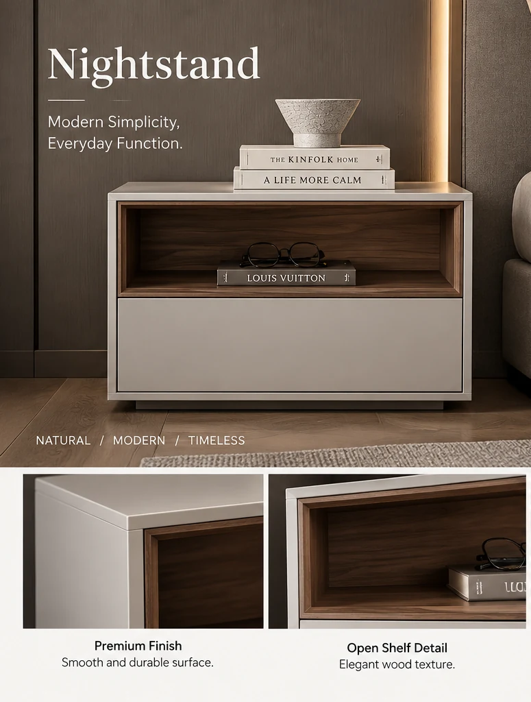 Counter Wood Bedside Nightstand - VL-55119 - Image 2