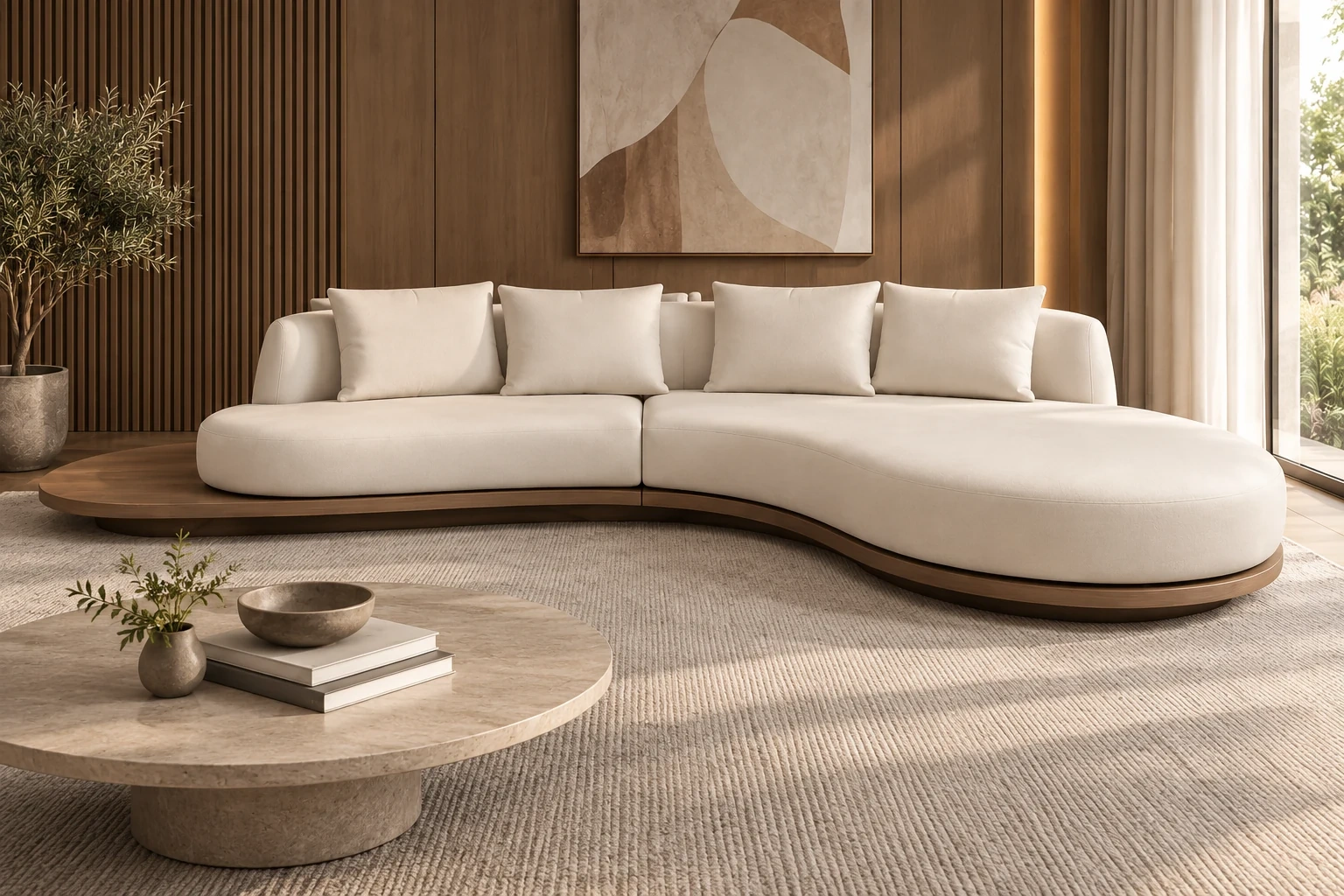 Large Curved Sectional Chaise Sofa