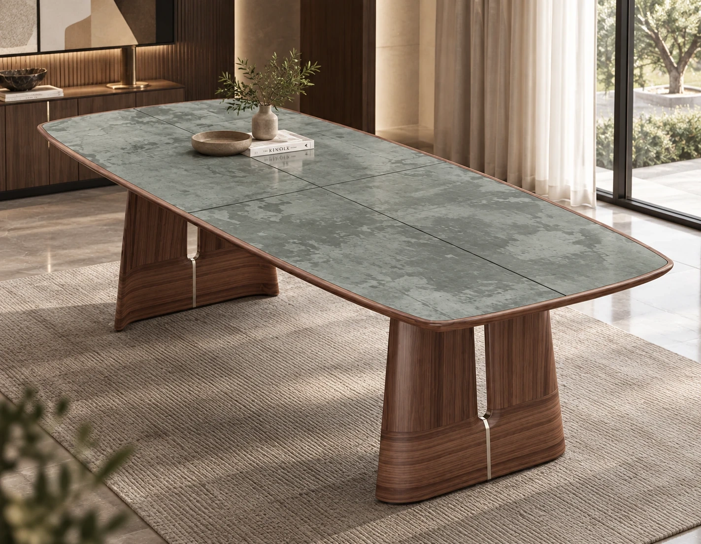 Contemporary Rounded Rectangle Dining Table