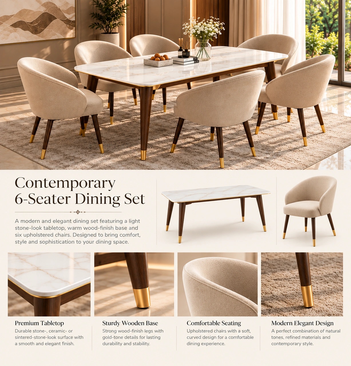 Contemporary Upholstered Dining Chair - Image 2