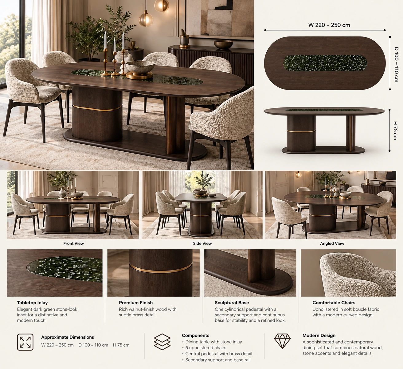 Contemporary Oval Dining Table - Image 2